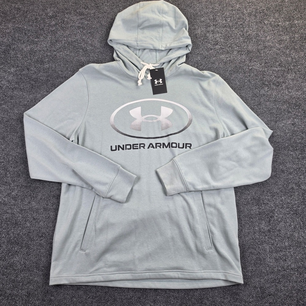 Under Armour Rival Terry Graphic Hoodie Men's XL Loose Fit Sage Green 1378974